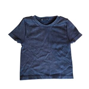 🔴 3/$15 Forever 21 Ribbed Stretch Crop Top – Fitted Knit, Washed Black Size S